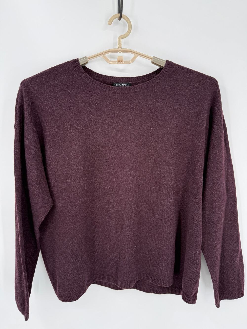 Eileen Fisher 100% Cashmere Boxy Sweater Oversized Raisin Purple Size XL NWT